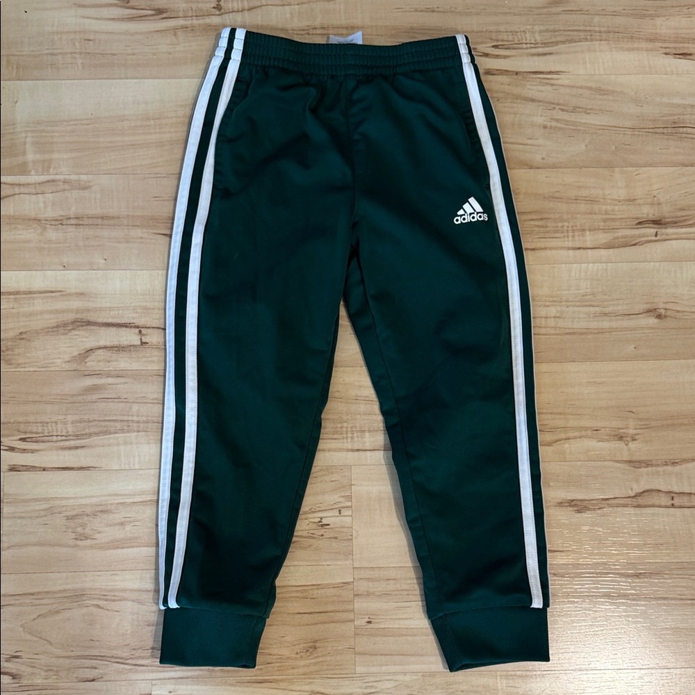 adidas Dark Green Joggers with White Side Stripes